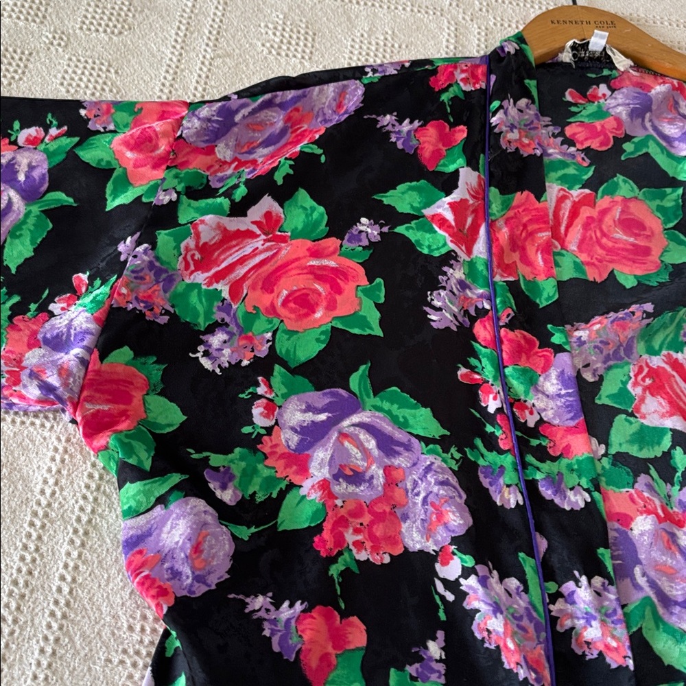 Christian Dior Lounge Wear Floral Tie Waist Robe Size L - Picture 11 of 12
